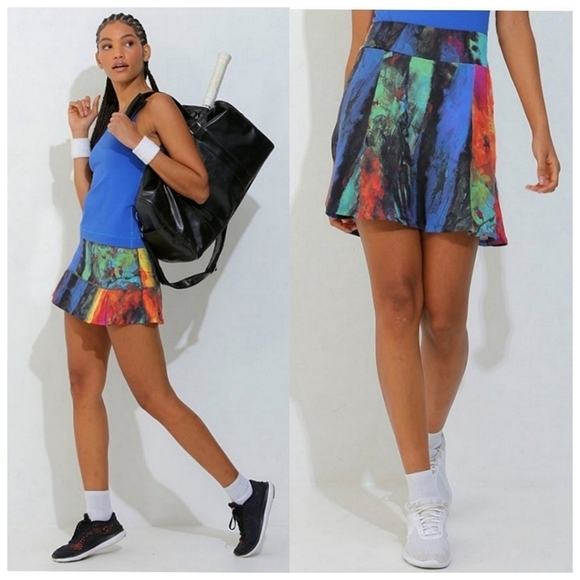 DonaJo Multicolored Abstract Tennis Pickleball Sporty Skorts Skirt Size Large - Picture 1 of 13